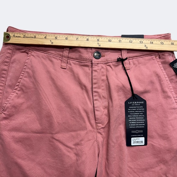 Liverpool Shorts Mens 32 Salmon Modern Fit Stretch Chino Casual Summer LG601DC - Picture 10 of 13